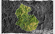 Satellite 3D Map of Yongren, darken, desaturated