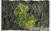 Satellite 3D Map of Yongren, darken, semi-desaturated