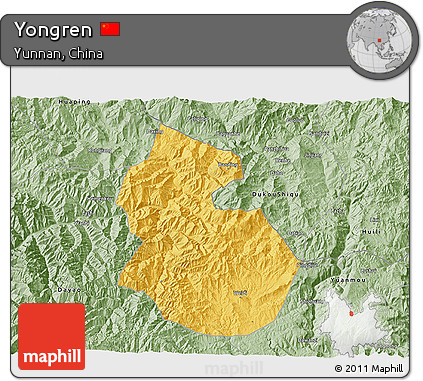 Savanna Style 3D Map of Yongren