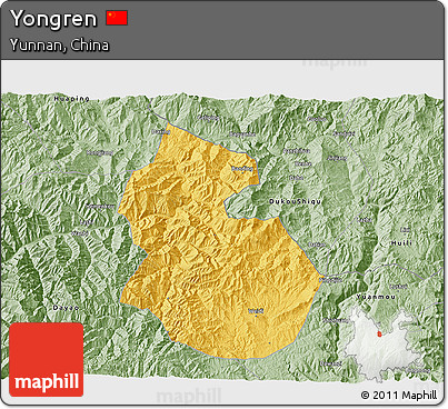 Savanna Style 3D Map of Yongren
