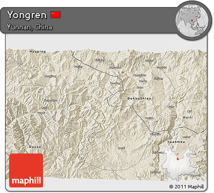 Shaded Relief 3D Map of Yongren