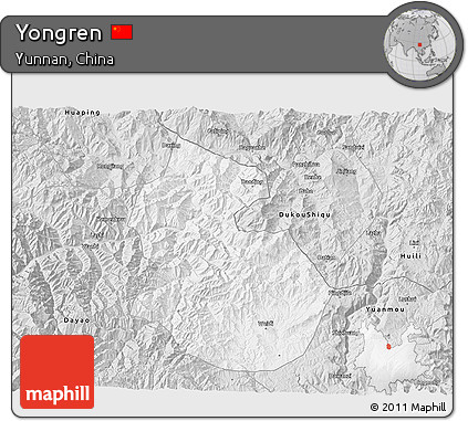 Silver Style 3D Map of Yongren