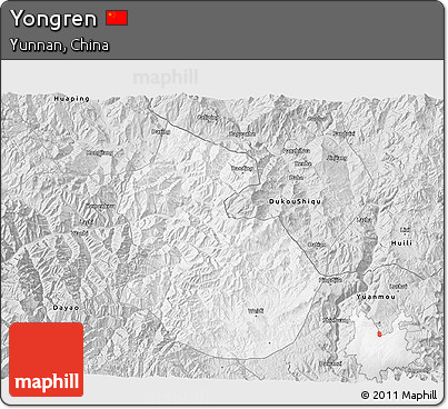 Silver Style 3D Map of Yongren