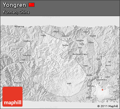Silver Style 3D Map of Yongren