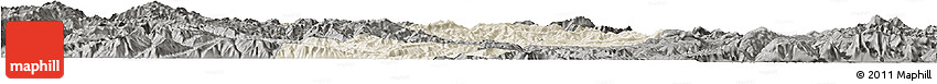 Shaded Relief Horizon Map of Yongren, darken, semi-desaturated