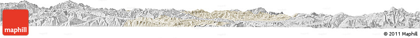 Shaded Relief Horizon Map of Yongren, desaturated