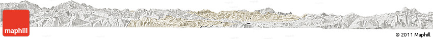 Shaded Relief Horizon Map of Yongren, lighten, semi-desaturated