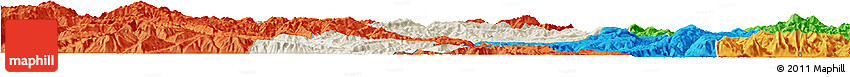 Shaded Relief Horizon Map of Yongren, political outside
