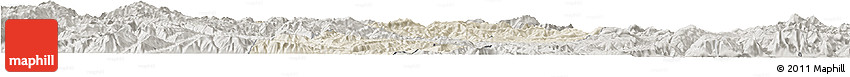 Shaded Relief Horizon Map of Yongren, semi-desaturated