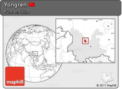 Blank Location Map of Yongren, highlighted parent region