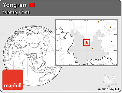 Blank Location Map of Yongren, highlighted parent region