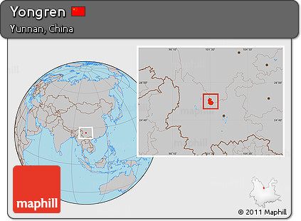 Gray Location Map of Yongren