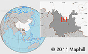 Gray Location Map of Yongren, highlighted country, highlighted parent region