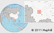 Gray Location Map of Yongren, highlighted country