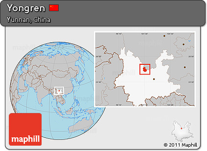 Gray Location Map of Yongren, highlighted parent region