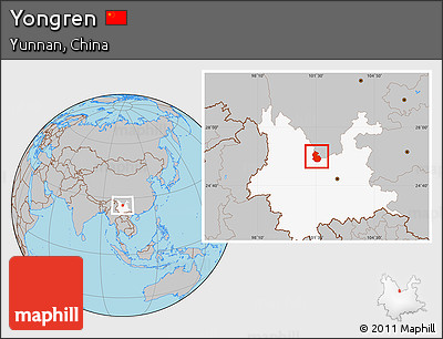 Gray Location Map of Yongren, highlighted parent region