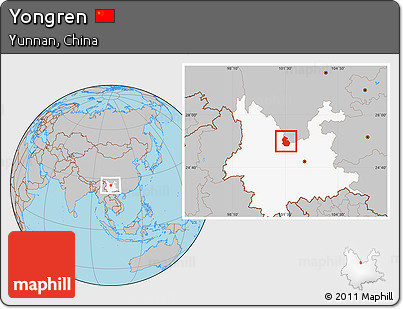 Gray Location Map of Yongren, highlighted parent region