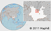 Gray Location Map of Yongren, highlighted parent region, hill shading