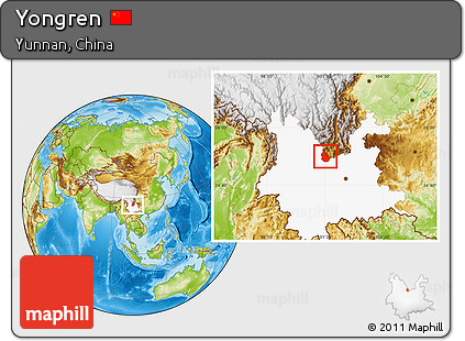 Physical Location Map of Yongren, highlighted parent region