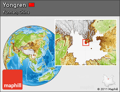 Physical Location Map of Yongren, highlighted parent region