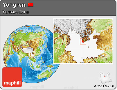 Physical Location Map of Yongren, highlighted parent region