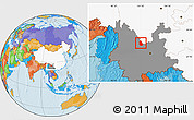 Political Location Map of Yongren, highlighted country, highlighted parent region