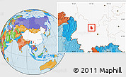 Political Location Map of Yongren, highlighted country