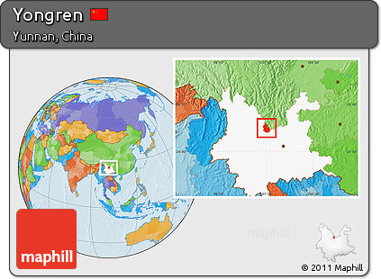 Political Location Map of Yongren, highlighted parent region