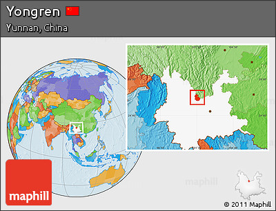 Political Location Map of Yongren, highlighted parent region