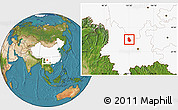 Satellite Location Map of Yongren, highlighted country