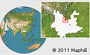 Satellite Location Map of Yongren, highlighted parent region