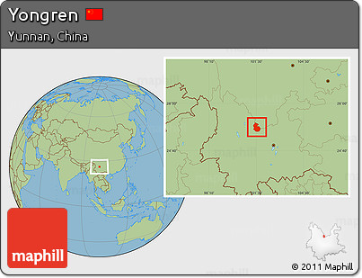 Savanna Style Location Map of Yongren