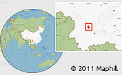 Savanna Style Location Map of Yongren, highlighted country