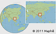 Savanna Style Location Map of Yongren, highlighted parent region, within the entire country