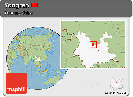 Savanna Style Location Map of Yongren, highlighted parent region
