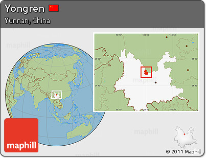 Savanna Style Location Map of Yongren, highlighted parent region