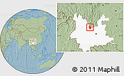 Savanna Style Location Map of Yongren, highlighted parent region, hill shading