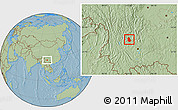 Savanna Style Location Map of Yongren, hill shading