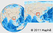 Shaded Relief Location Map of Yongren, within the entire country