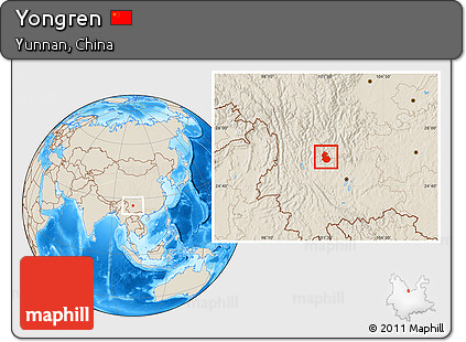 Shaded Relief Location Map of Yongren