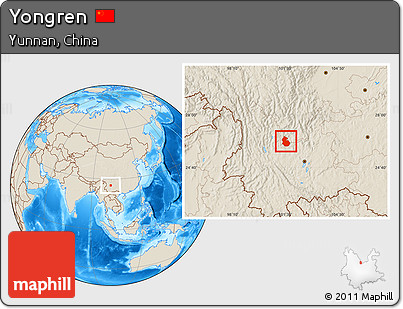 Shaded Relief Location Map of Yongren