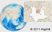 Shaded Relief Location Map of Yongren, highlighted parent region