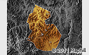 Physical Map of Yongren, darken, desaturated