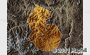 Physical Map of Yongren, darken, semi-desaturated