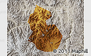 Physical Map of Yongren, lighten, semi-desaturated