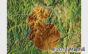 Physical Map of Yongren, satellite outside