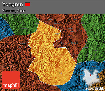 Political Map of Yongren, darken