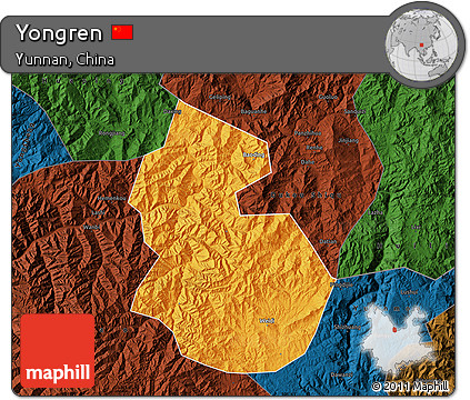 Political Map of Yongren, darken