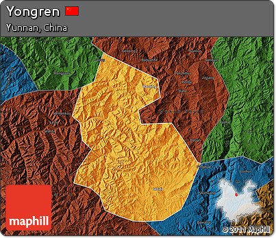 Political Map of Yongren, darken