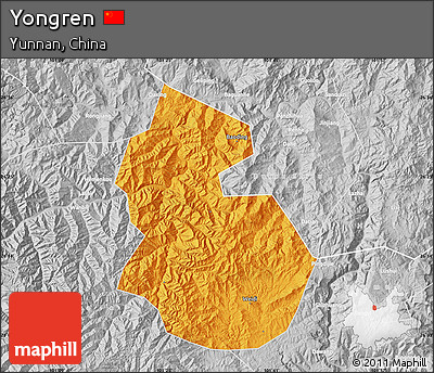 Political Map of Yongren, lighten, desaturated